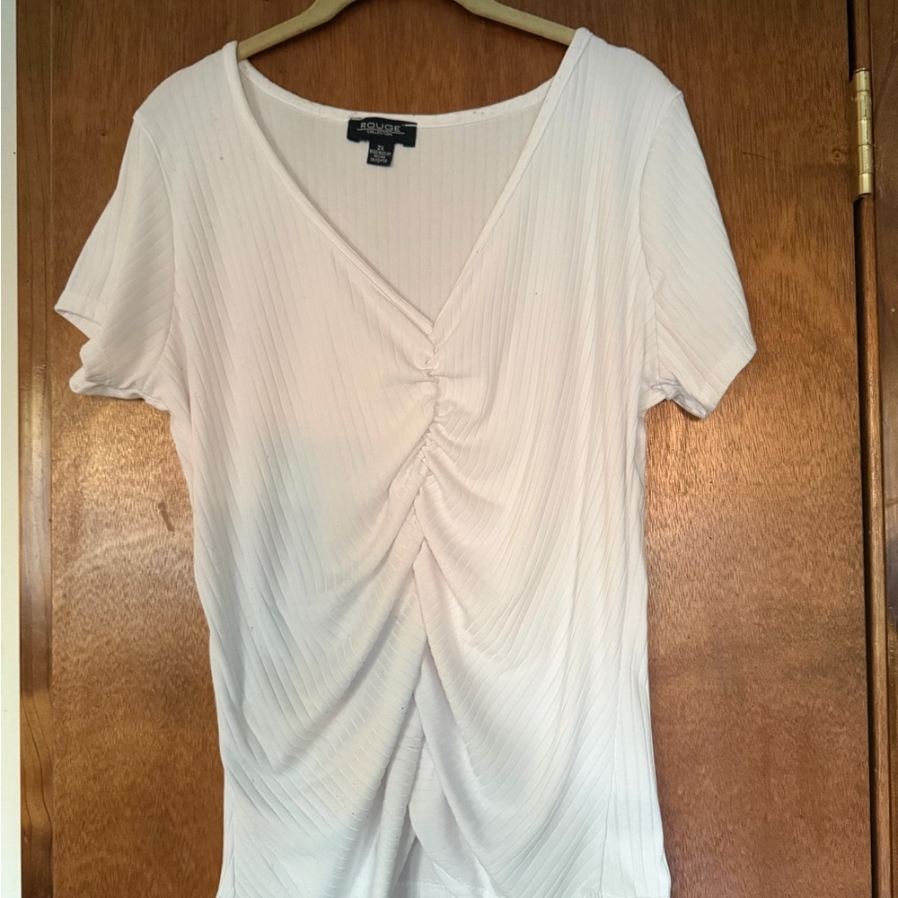 Apt. 9 White Ruched Short Sleeve Top